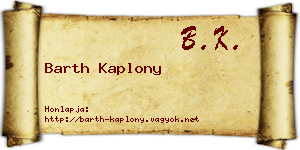 Barth Kaplony névjegykártya